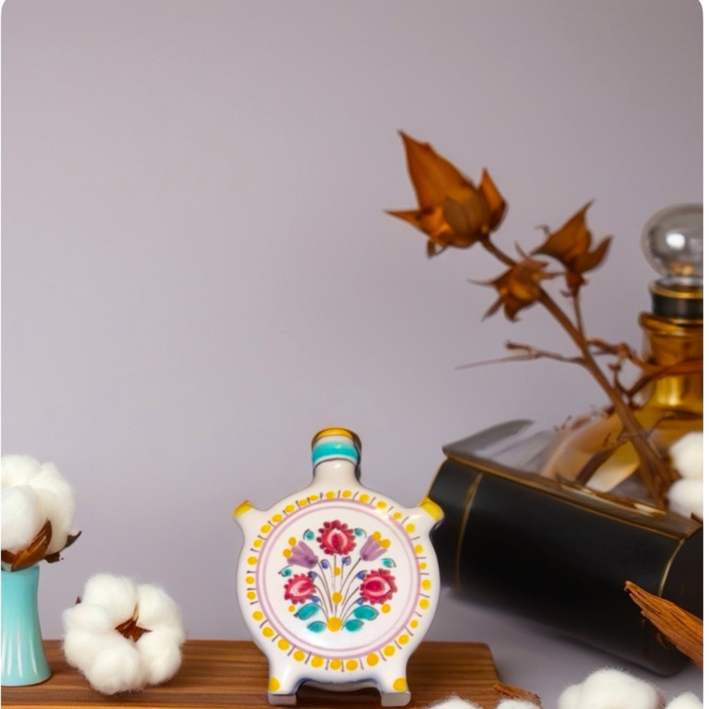 Antique Modra Ceramic Flask/decanter - Czechoslovakia. Handmade.Signed by artist - Picture 3 of 8